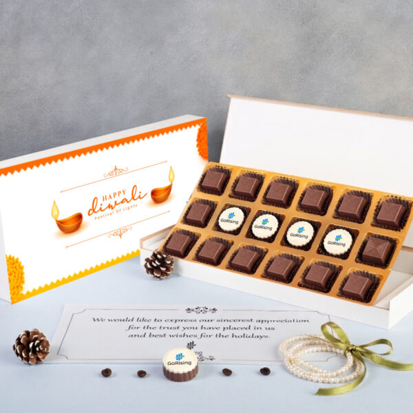 (E2) 18Pcs Middle Printed Premium Chocolates Gift For Diwali