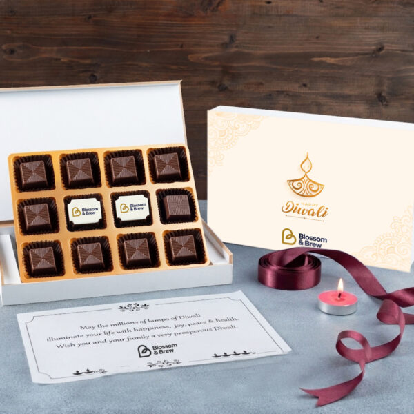 (C2) 12Pcs Middle Printed Premium Chocolates Gift For Diwali